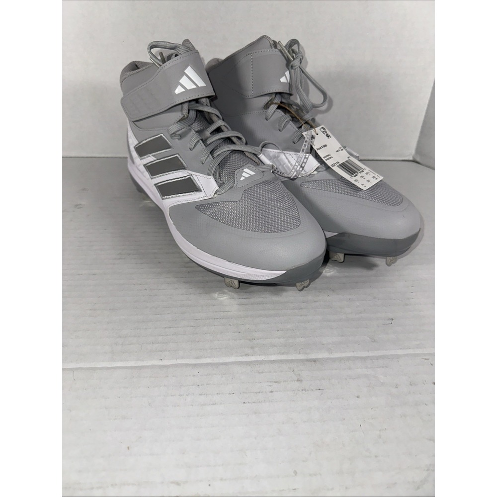 Adidas ICON 8 Mid Baseball Metal Cleats Men's 14 Gray White Silver IG7114 NWT